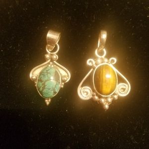 925 sterling silver natural stone pendants